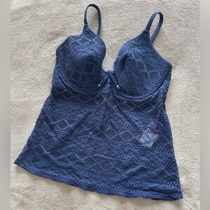 Freya Blue Lace Underwire Tank Swim Top